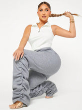 SXY Solid Elastic Waist Ruched Sweatpants